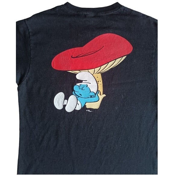 The Smurfs T-Shirt Men's Size Medium Black Lazy Smurf Graphic Short Sleeve - Picture 5 of 8
